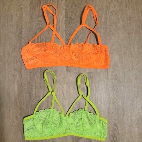 iHeartRaves Other - Set of 2 Strappy Neon Rave Festival Lace Bralettes